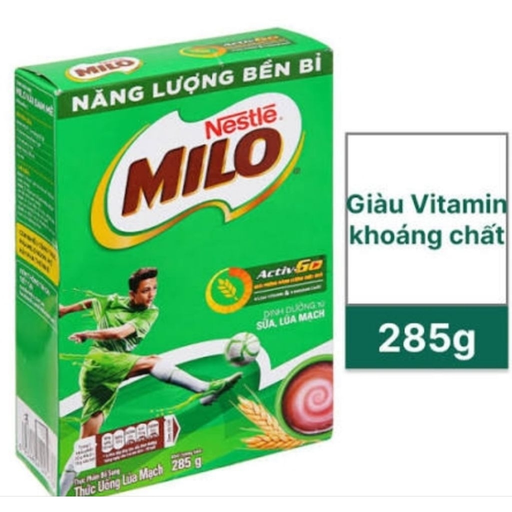Nestlé Milo Bột Milo Lúa Mạch 285g Hộp Giấy Giàu Vitamin Khoáng Chất