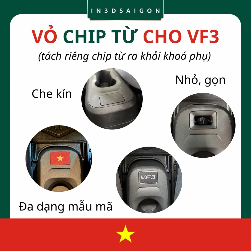 [VINFAST VF3] Vỏ chip từ, áo chip từ, hộp đựng chip từ, chip nhận dạng xe, khoá phụ, smartkey dành c