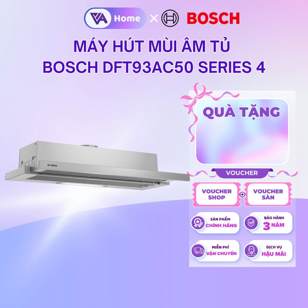 [BOSCH] Máy hút mùi âm tủ Bosch DFT93AC50- Series 4 (90cm) - Hàng chính hãng - Bảo hành 3 năm