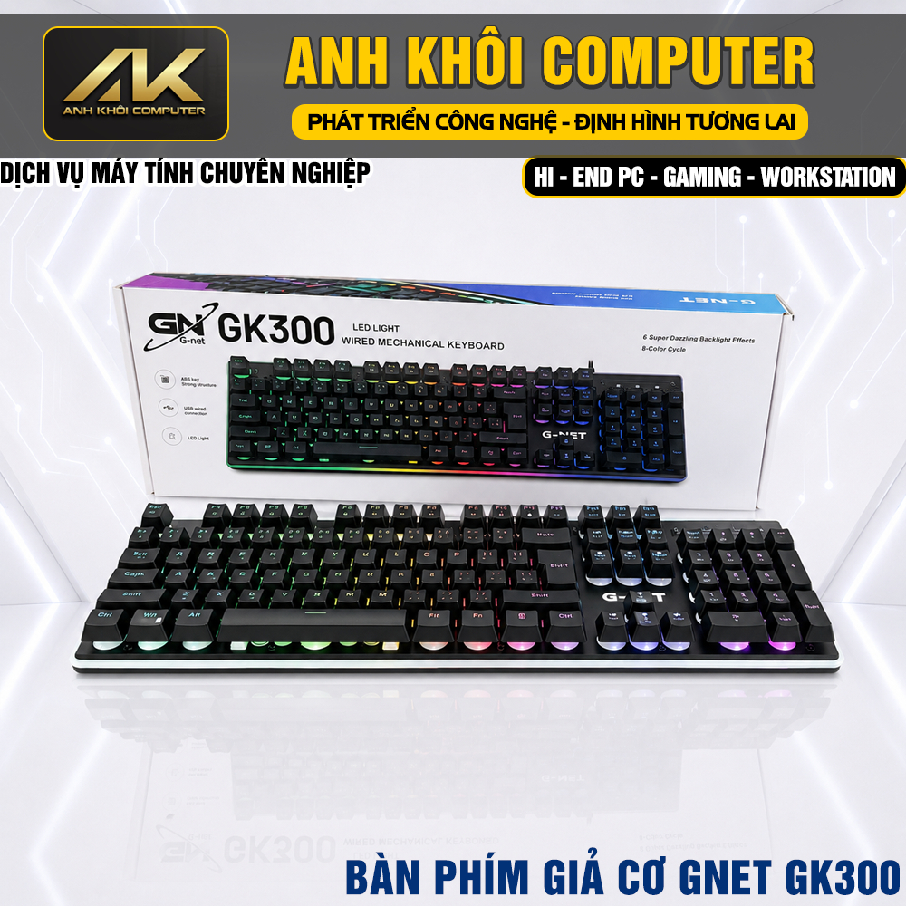 Bàn phím giả cơ Gnet GK300 chống nước led RGB