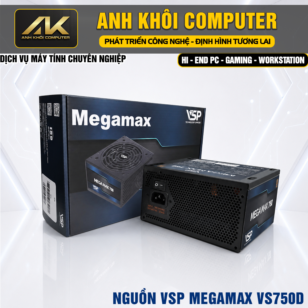 Nguồn Máy Tính VSP MEGAMAX VS750D 750W Cybenetics Silver Active PFC DC To DC