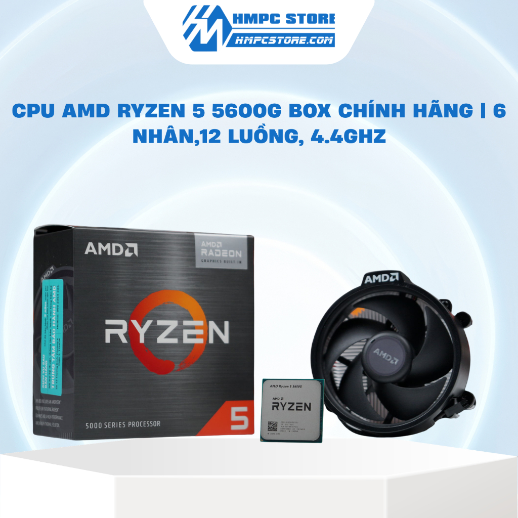 CPU AMD Ryzen 5 5600G Box chính hãng | 6 nhân,12 luồng, 4.4GHz, bảo hành 36 tháng