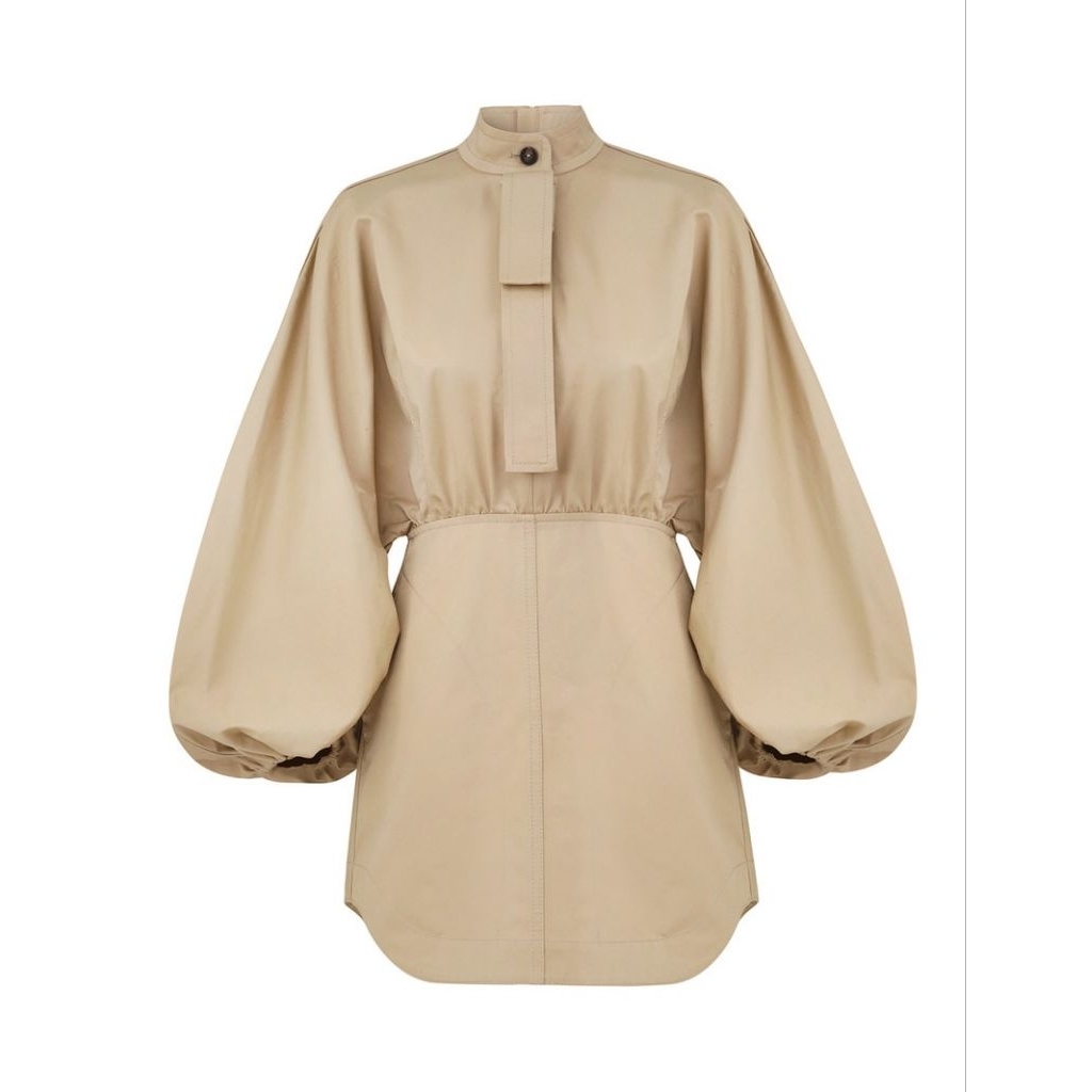 Zim REBELLION DRAWN MINI DRESS, đầm cotton beige cao cấp
