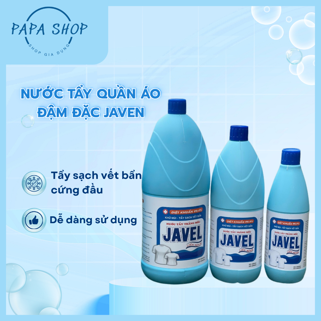 Nước Tẩy Quần Áo Đậm Đặc Javen, Tẩy Mọi Vết Bẩn Cứng Đầu, Vết Ố Vàng, Mốc, Dầu Mỡ Khó Tẩy Trên Quần 