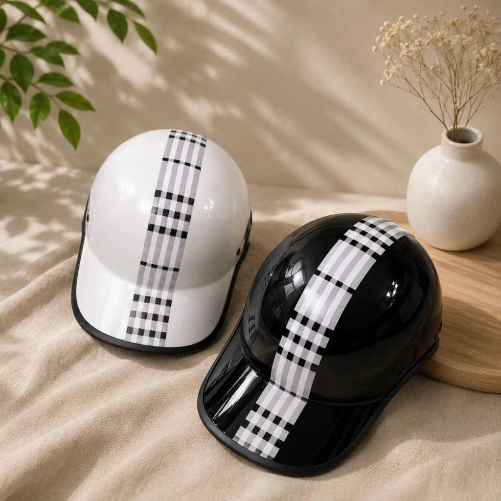combo 2 mũ bảo hiểm kẻ dành cho nam nữ siêu nhẹ đầu
