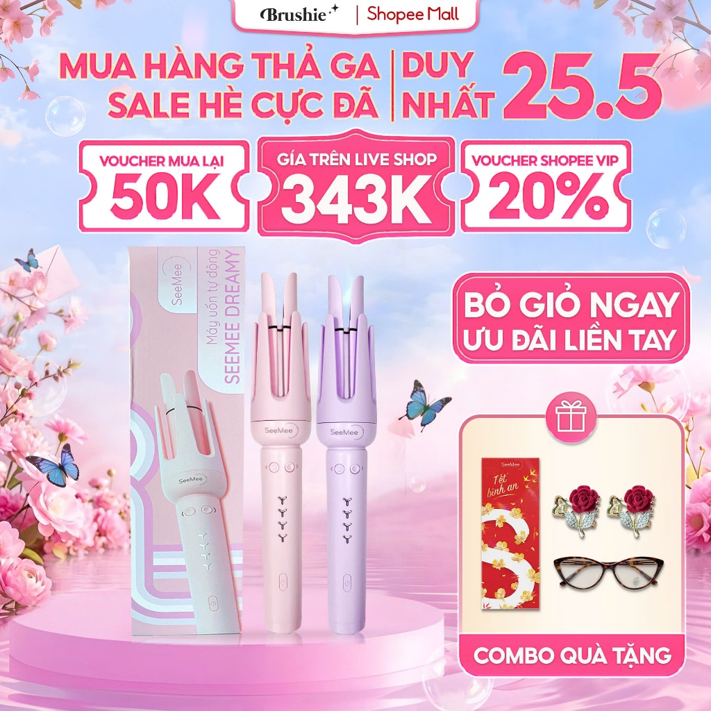[GIÁ 343K LIVE SHOP] Máy uốn tóc làm xoăn tự động Seemee uốn xoăn bảo vệ tóc giữ tóc suôn mượt, KOL