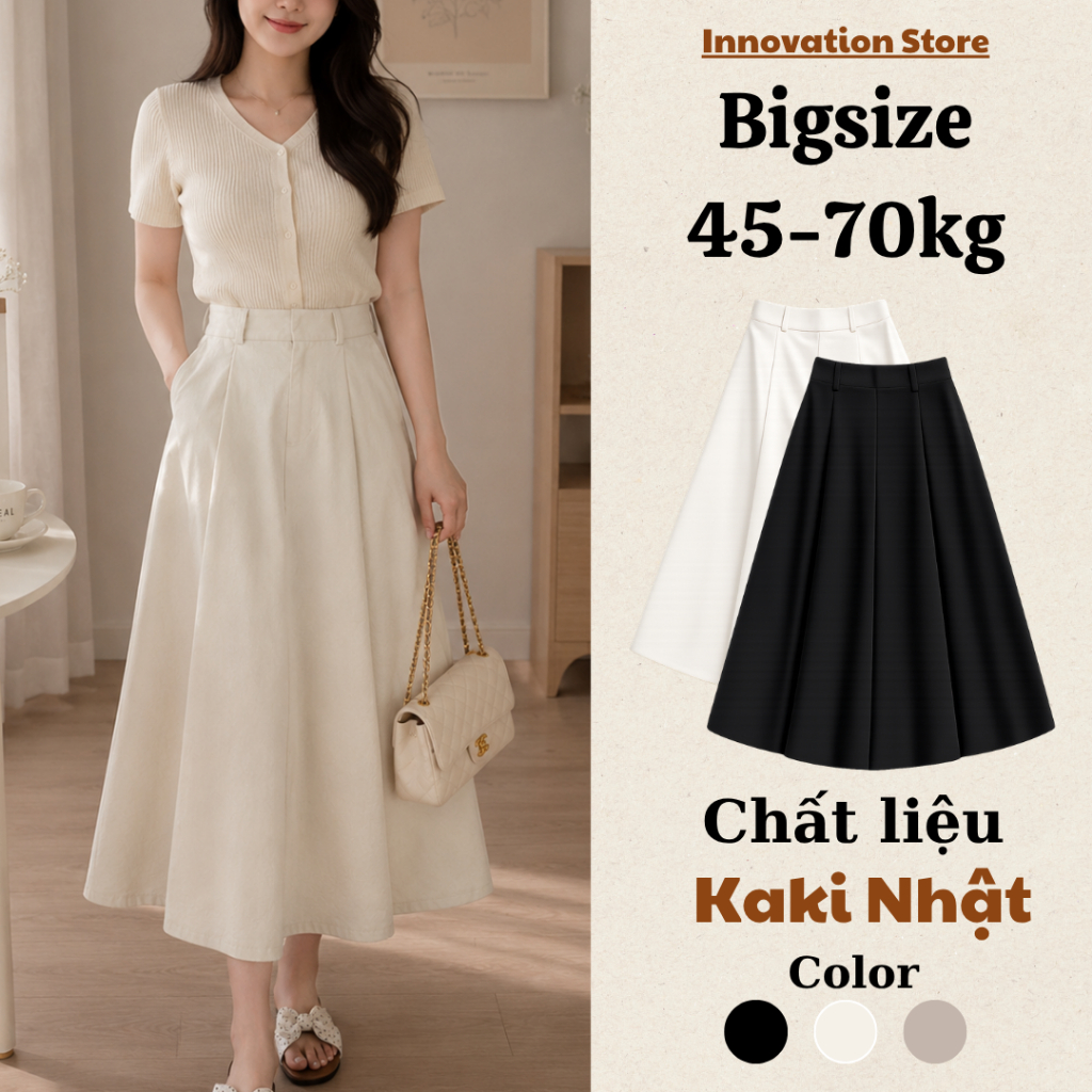 Chân Váy Dáng Dài Công Sở Chất Liệu Kaki Nhật Không Nhăn Chiều Dài 86cm TA-286 | BigBuy360 - bigbuy360.vn
