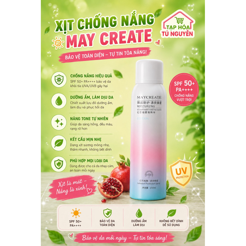 XỊT CHỐNG NẮNG MAYCREATE