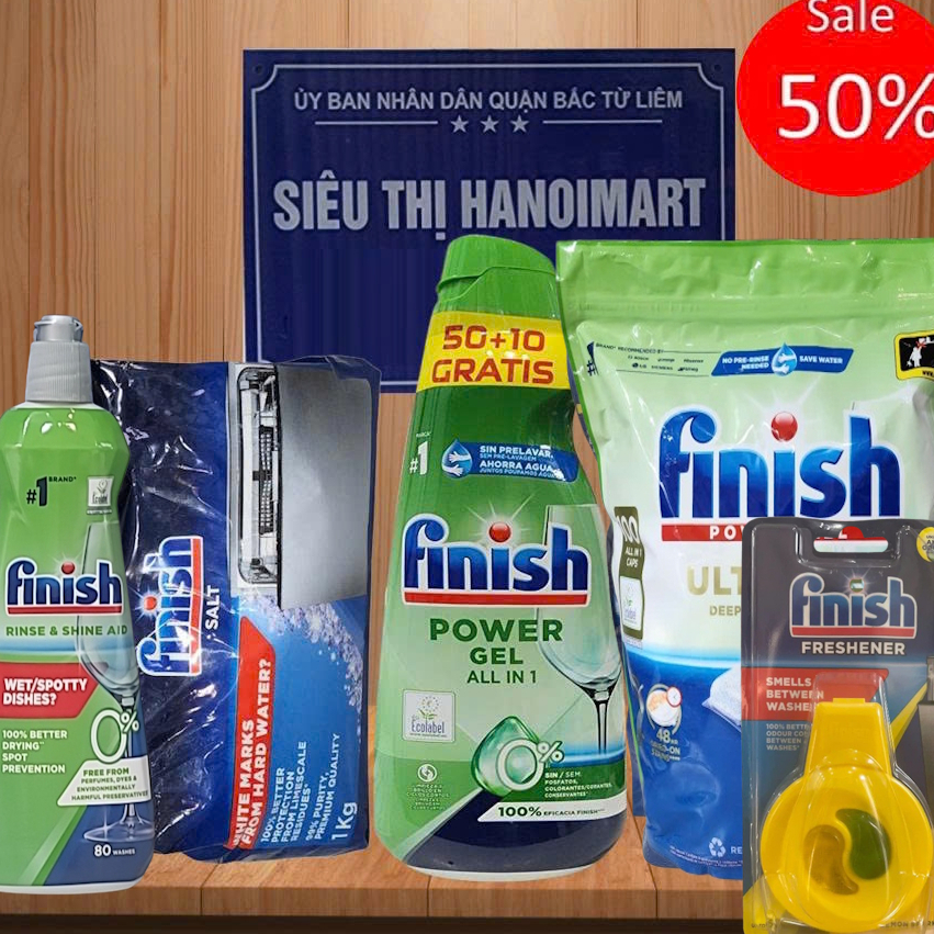 Combo Gel rửa bát Finish Eco 0% và nước làm bóng Finish Eco 0% - siệu thị đức việt