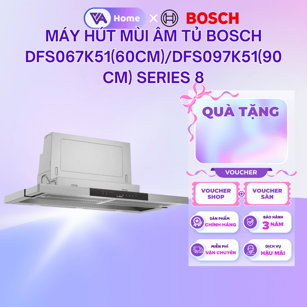[BOSCH] Máy hút mùi âm tủ Bosch DFS067K51(60cm)/DFS097K51(90cm) Series 8 - Bảo hành 3 năm