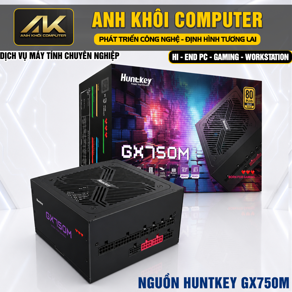 Nguồn máy tính Huntkey GX750M (750W/ 80 Plus Gold/ Full-Modular/ ATX/ Đen)
