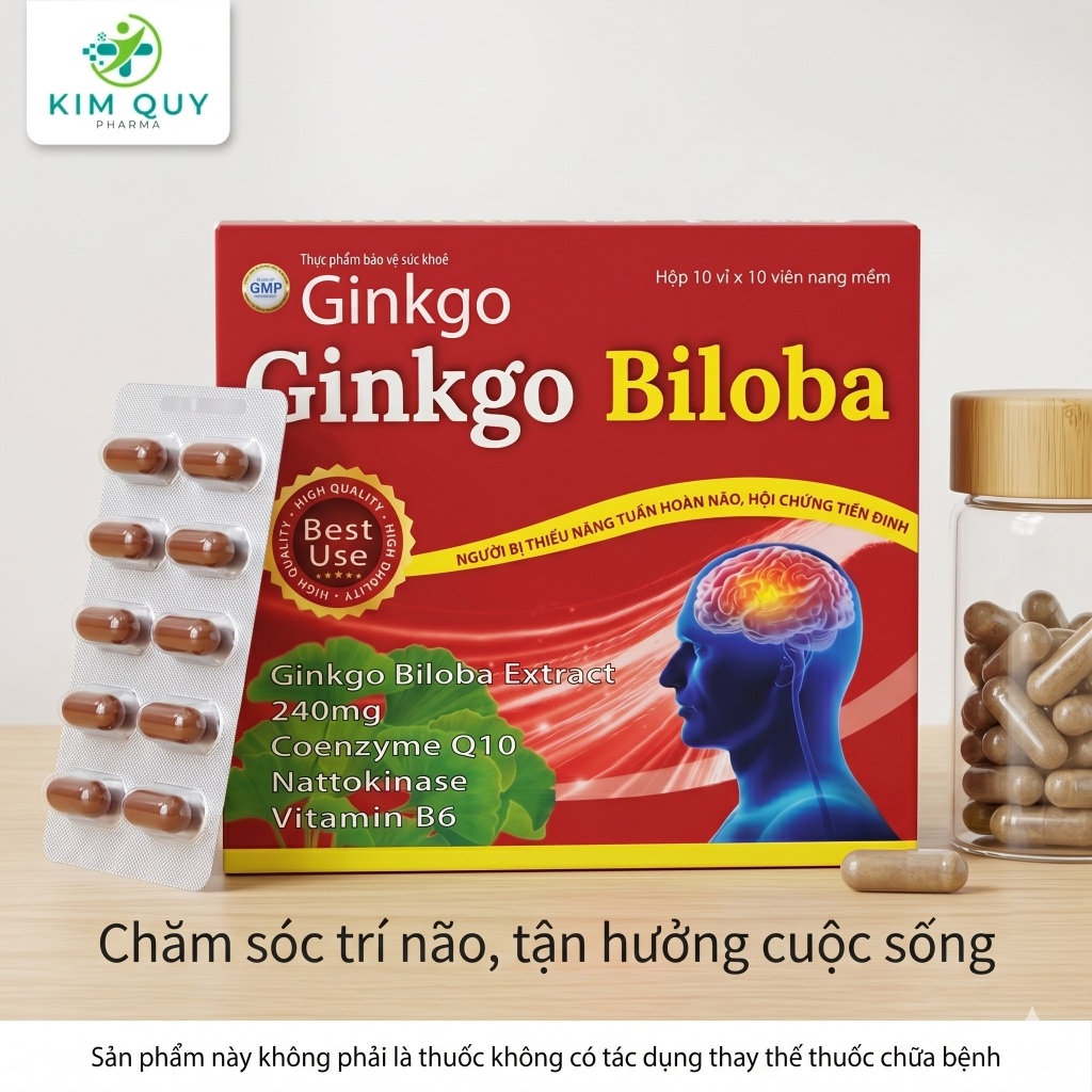Viên Uống Bổ Não Ginkgo Biloba 240mg - Giảm Đau Đầu, Hoa Mắt, Chóng Mặt, Tăng Cường Trí Nhớ