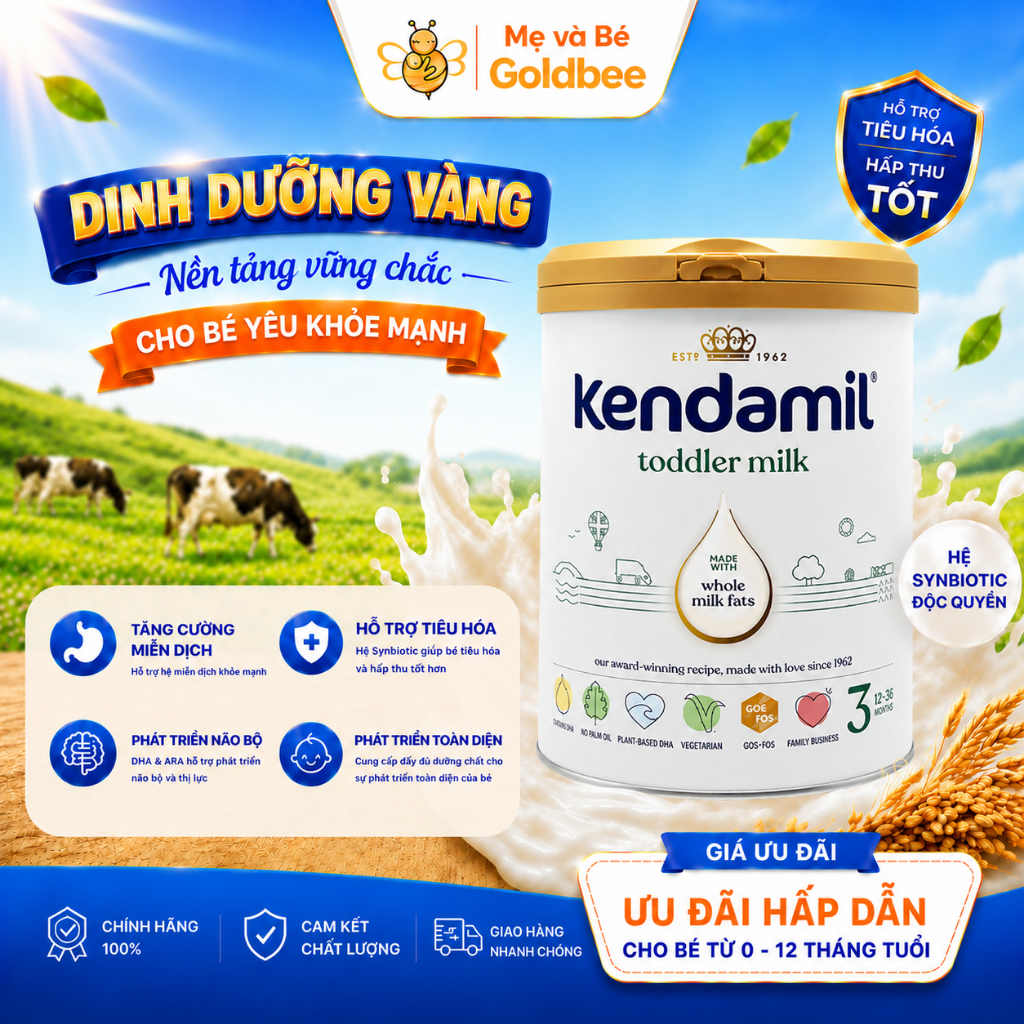 Goldbee - Sữa Công Thức Nguyên Kem Kendamil Classic Số 3 (800G)