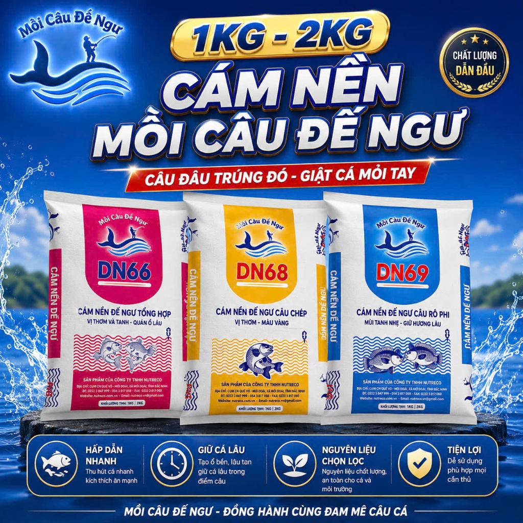 [1kg - 2kg] Cám Nền Câu Cá Đế Ngư DN68 -Chép,DN69-Rô,DN66- Tổng Hợp