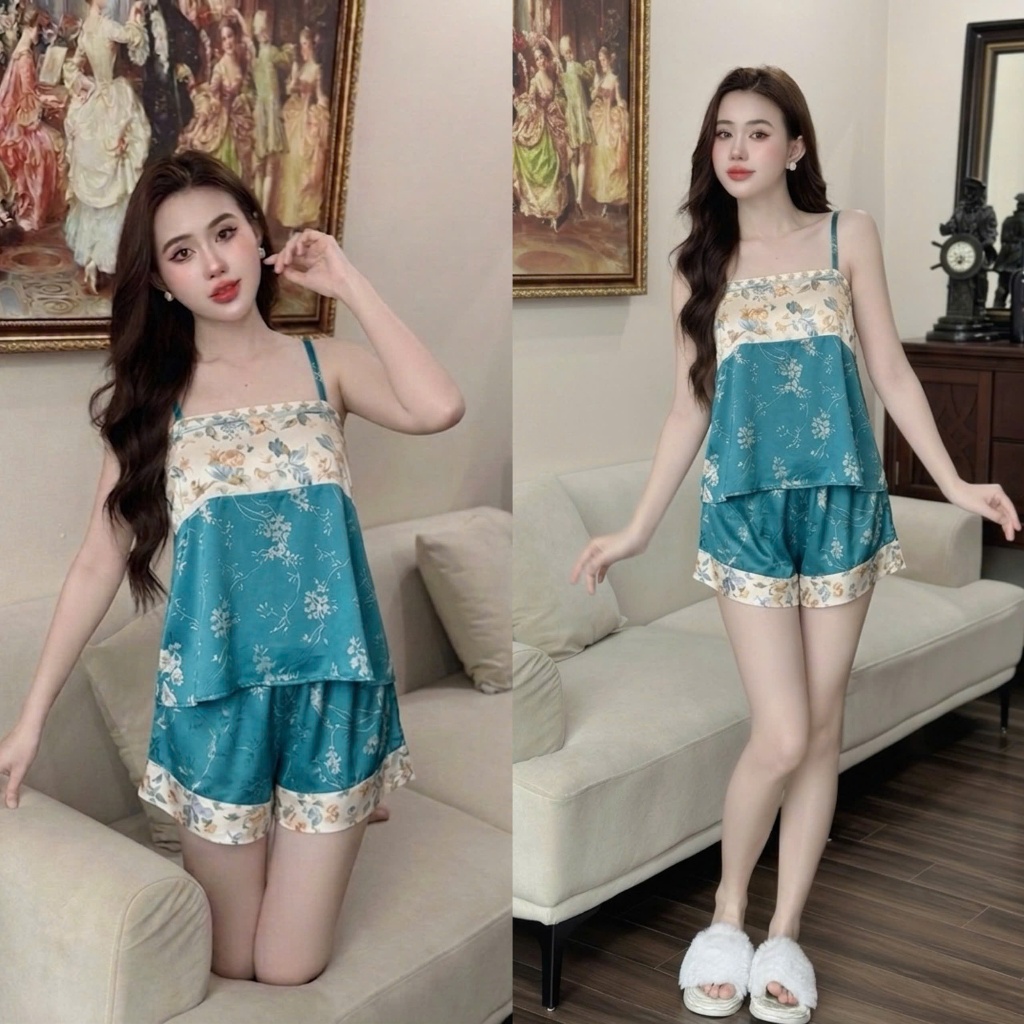 Đồ Bộ Nữ Set Bộ Mặc Nhà Hisexy Lụa Gấm Đồ Bộ Gấm Dáng Xuông Liền Thân MS93 | BigBuy360 - bigbuy360.vn