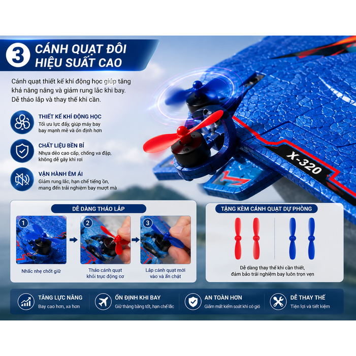 Máy Bay Điều Khiển Từ Xa X320. Pin Bay 15-20 phút .Bay xa 300m.Pin Trâu , Bền Đẹp ,Dễ Chơi. | BigBuy360 - bigbuy360.vn