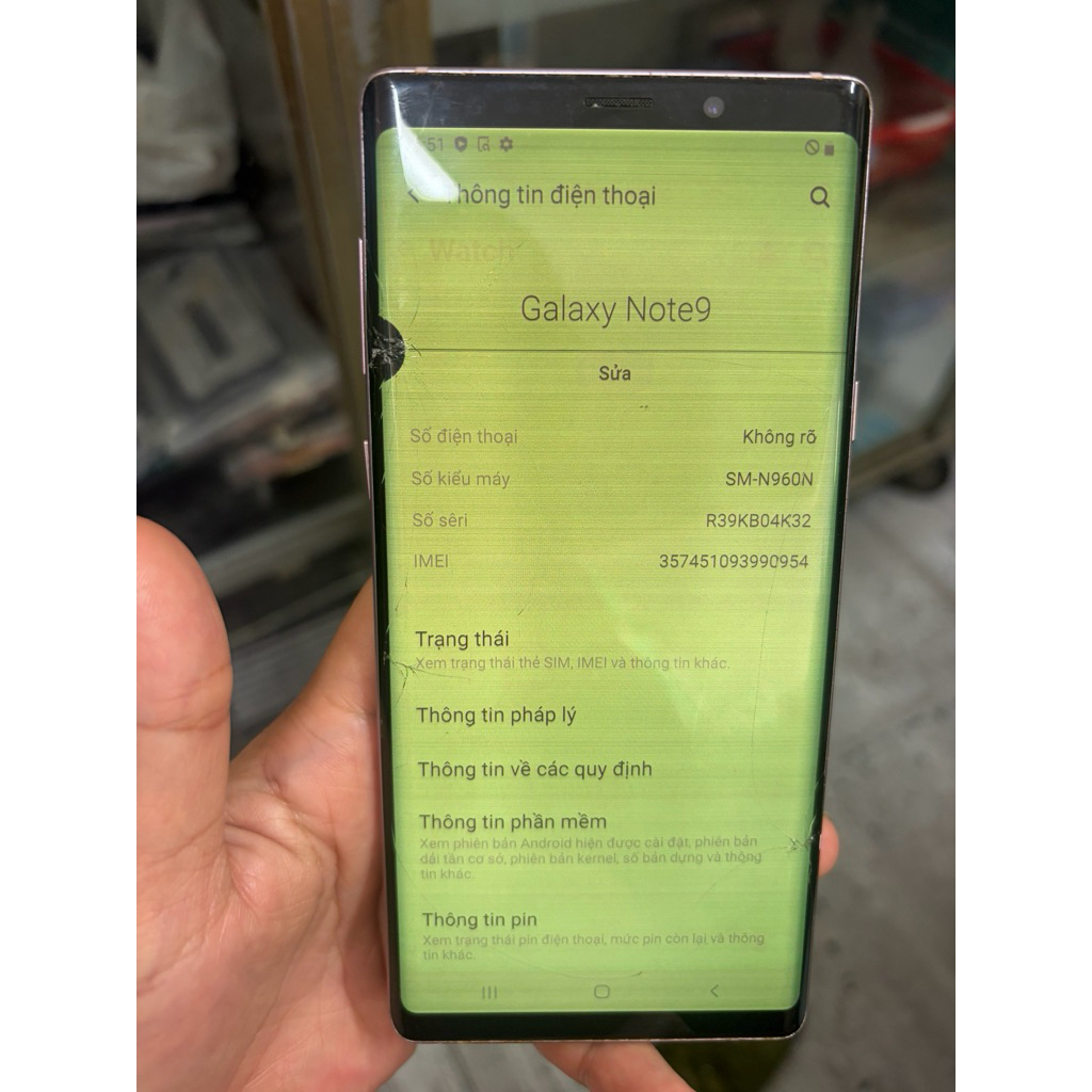 bán xác điện thoại samsung note 9 bản hàn hư màn hình