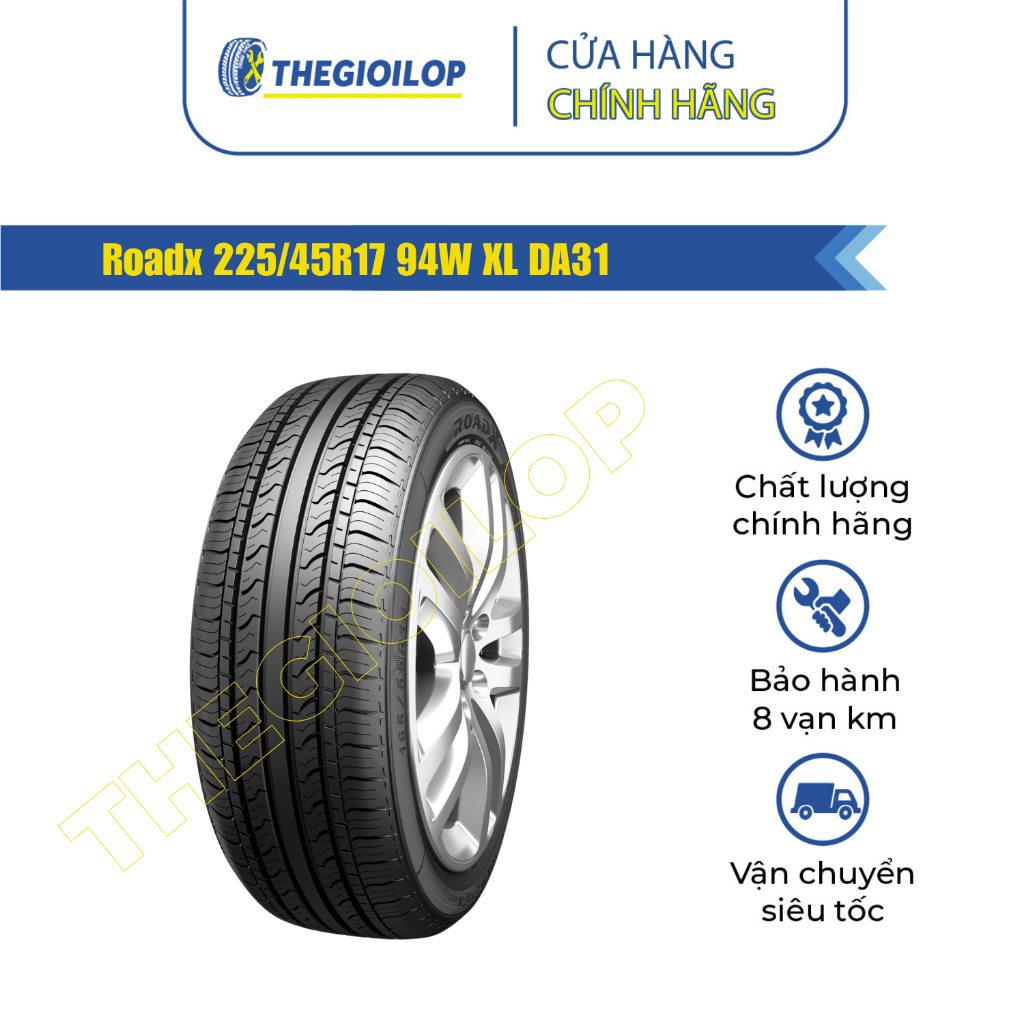 Lốp xe ô tô Roadx 225/45R17 94W XL DA31 - Lắp xe Mazda 3 - Bảo hành 8 vạn km, tiết kiệm nhiên liệu -