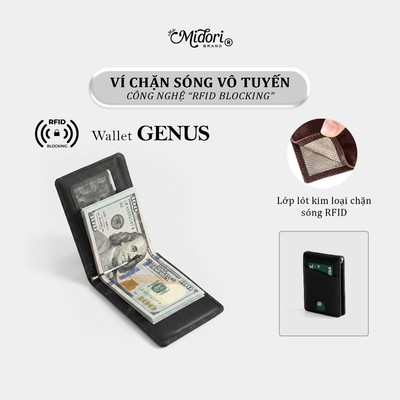 Ví Da PU GENUS Công Nghệ RFID BLOCKING Bảo Mật Thẻ Bóp Đựng Tiền Thẻ Nhiều Ngăn Nhỏ Gọn | M STUDIO