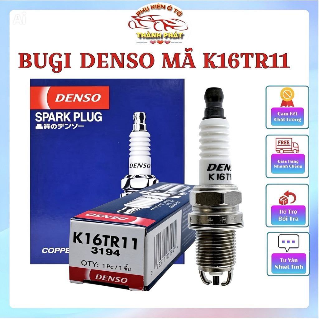 Bugi Denso K16TR11 Chính Hãng – Bugi Ô Tô Nickel Đánh Lửa Ổn Định Cho Toyota Vios Altis Camry