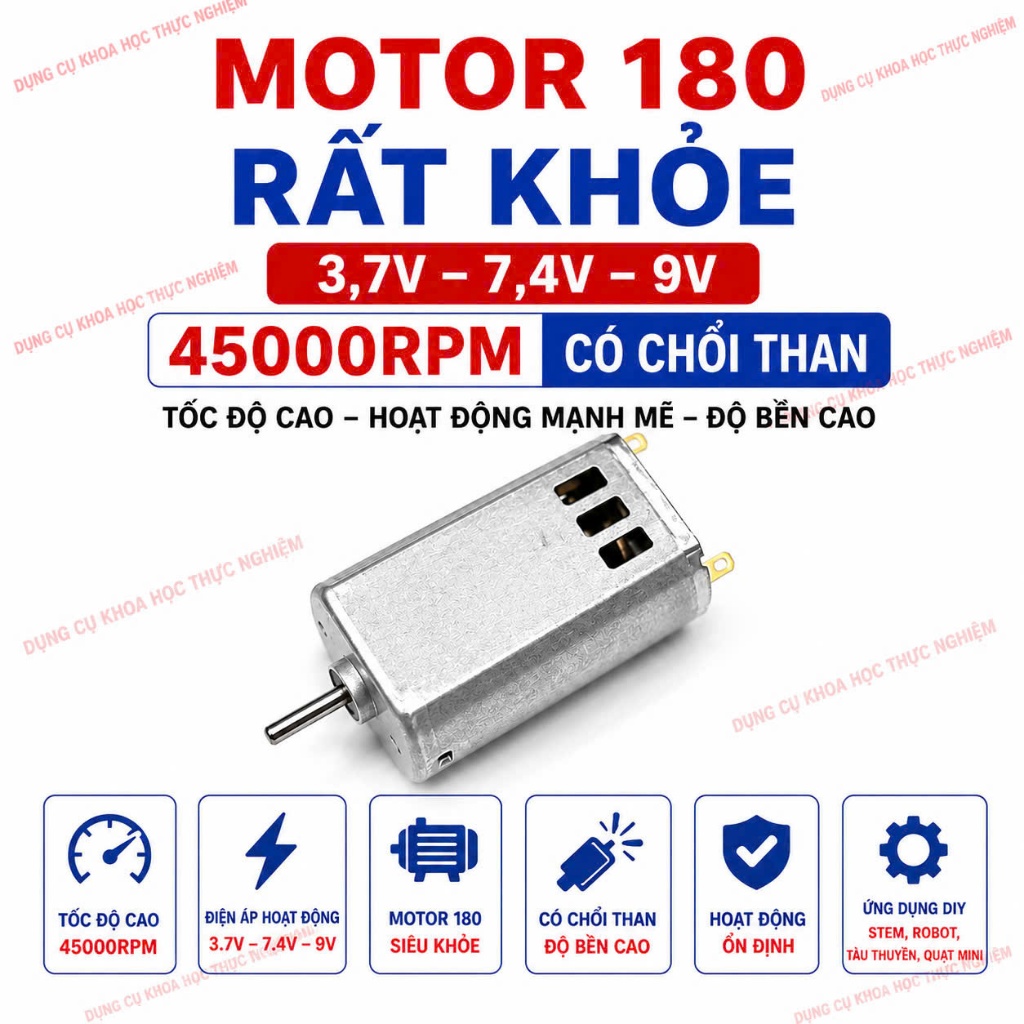 Động cơ 180, Motor 180 tốc độ cao có khe tản nhiệt, 3,7V - 9V 30000 45000RPM mới 100%
