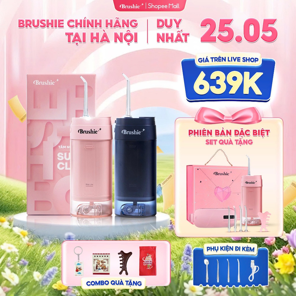 [GIÁ 679K LIVE SHOP] Tăm Nước Brushie Super Clean Vệ Sinh Răng Miệng Cho Người Niềng Răng, Flossie G