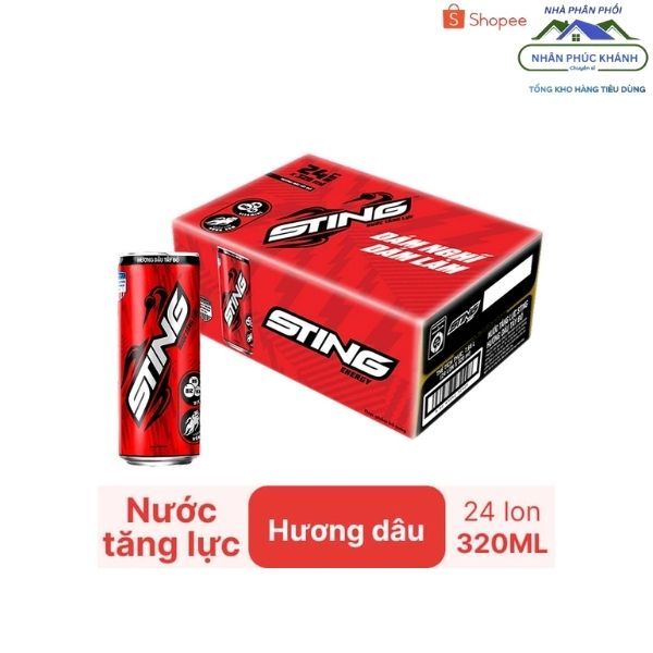 [1 Thùng/ 24 Lon] Sting Dâu 320Ml