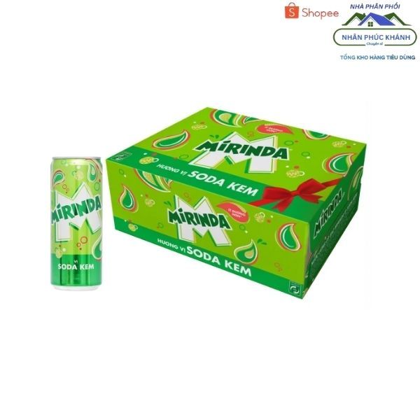 [1 Thùng/ 24 Lon] Mirinda Soda Kem 320Ml Sleek