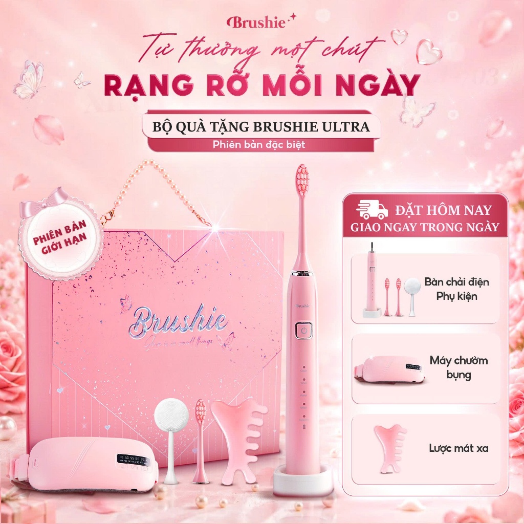 [Outlet S2] Set quà tặng bàn chải điện Brushie Ultra Plus cho nữ 14/3, quà tặng bạn gái Valentine si