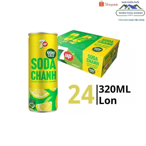 [1 Thùng/ 24 Lon] 7Up SODA CHANH Lon 320ml