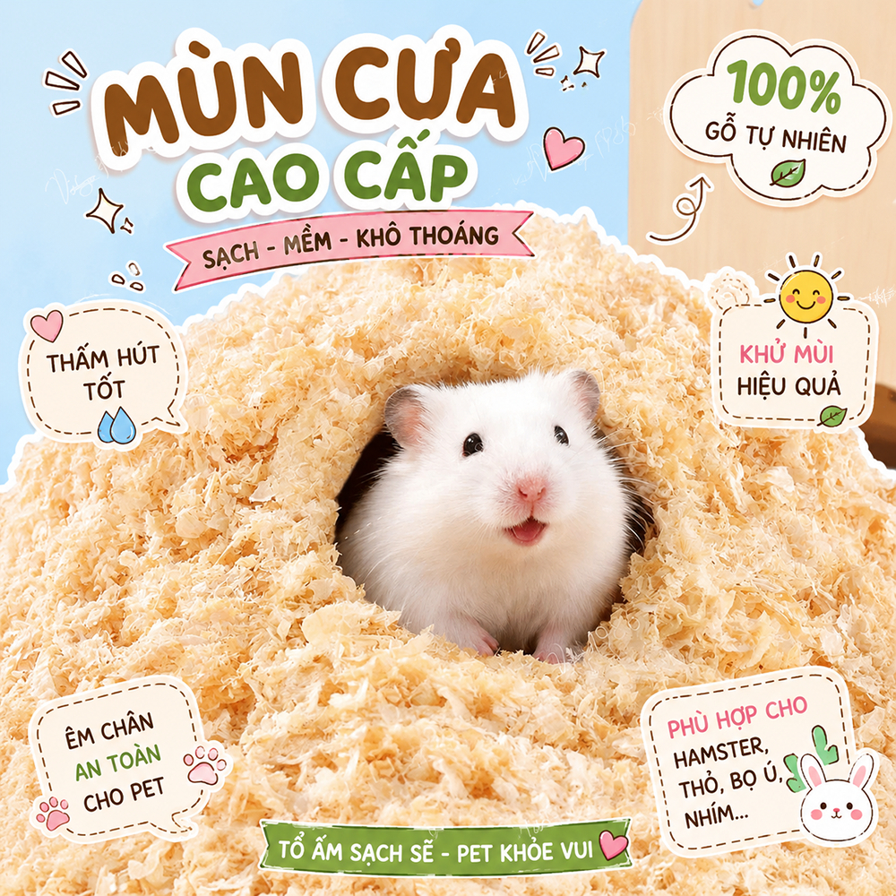 Mùn cưa, dăm bào thơm gỗ thông 1kg, 2kg, 3kg, 4kg, 5kg lót chuồng hamster, thỏ, bọ, nhím, sóc, chim.