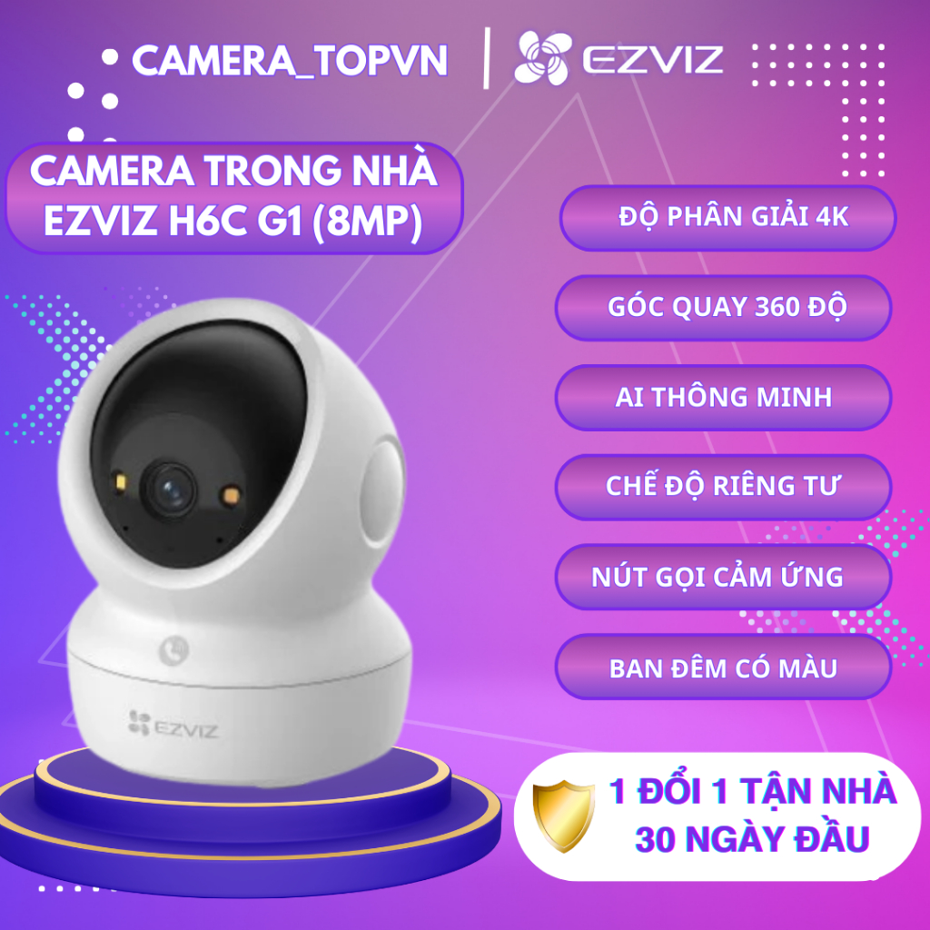 Camera EZVIZ C6N G1 4K wifi an ninh cảnh báo về điện thoại  độ phân giải 4k có loa mic đàm thoại 2 c