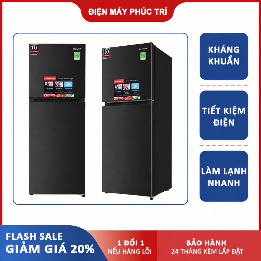 Tủ lạnh Sharp Inverter 197 lít SJ-X215V-DG