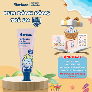 Kem đánh răng trẻ em Borome hương đào thành phần tự nhiên, giúp răng chắc khỏe, dung tích 50gram
