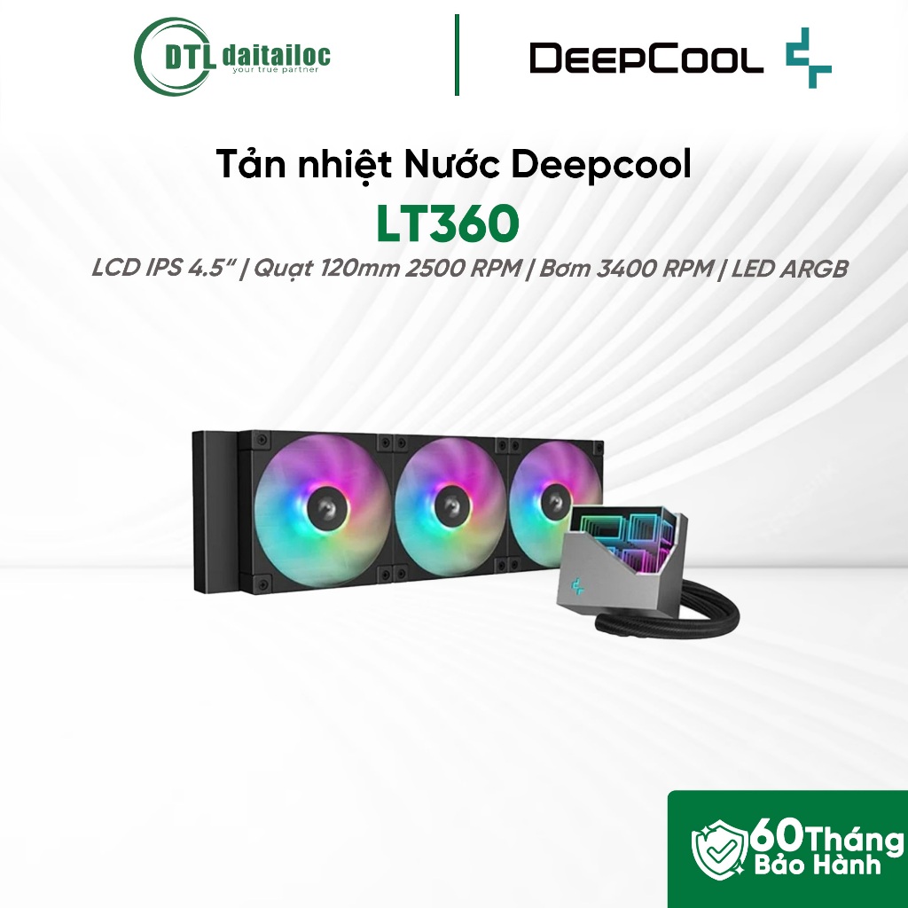 Tản nhiệt Nước Deepcool LT360 VISION ARGB ĐEN | Chính hãng | Bảo hành 60 tháng