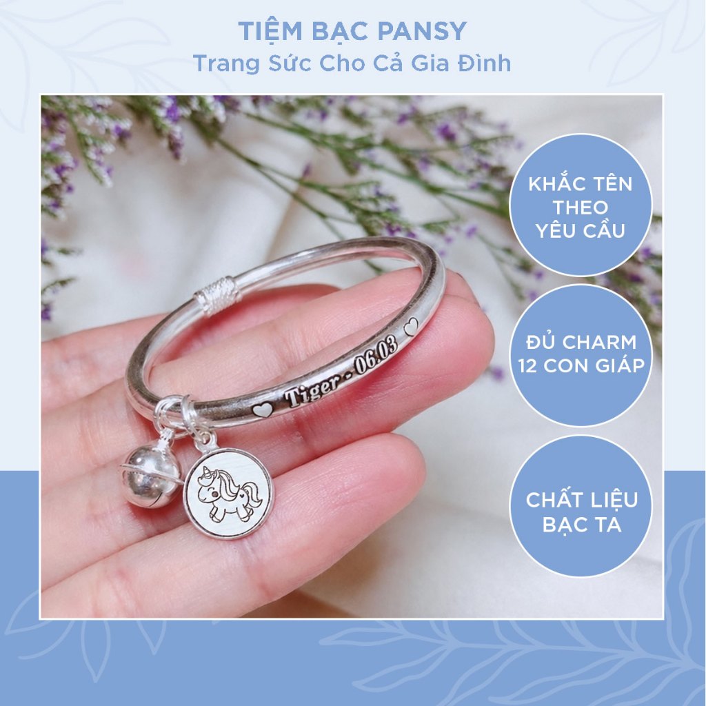 Vòng bạc khắc tên cho bé bằng bạc ta - Vòng dẻo bạc ta khắc tên riêng