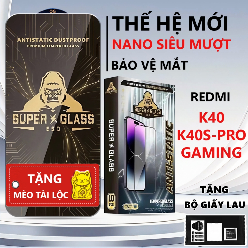 Kính cường lực cao cấp Redmi K40 / K40 PRO /K40S /K40 GAMING cảm ứng mượt mà, full màn-Pancase