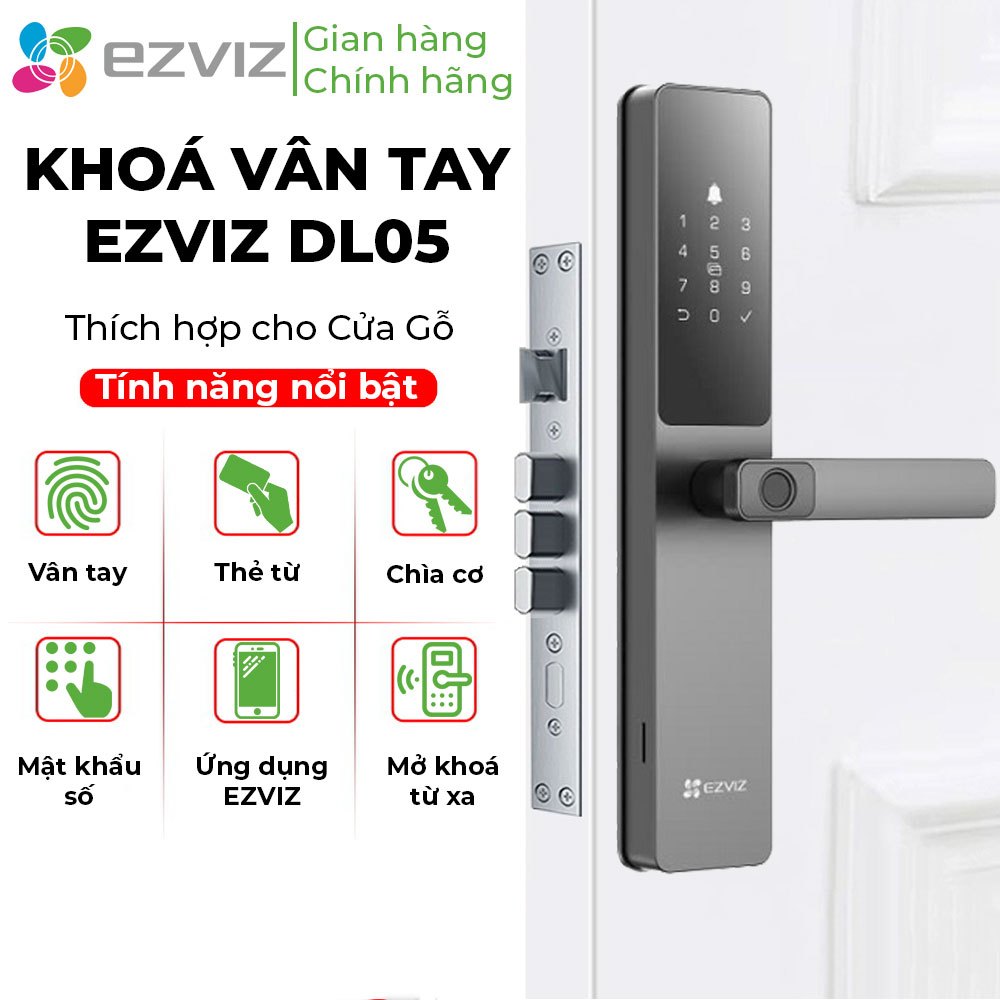 Khóa Vân Tay EZVIZ DL05 - Nhiều cách mở khóa, Hỗ trợ 50 người dùng, Tích hợp WiFi, Liên kết được cam