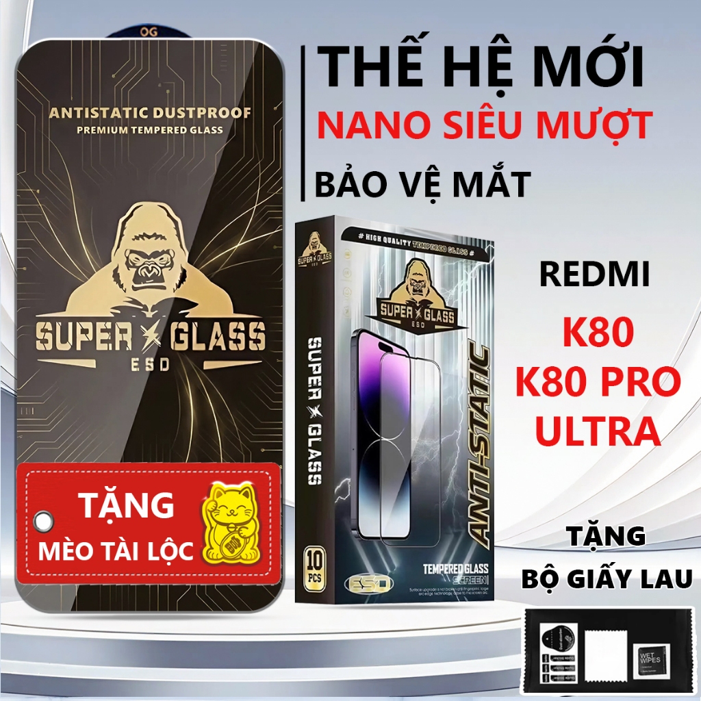 Kính cường lực cao cấp Redmi K80/ K80 PRO/ K80 ULTRA cảm ứng mượt mà, full màn-Pancase