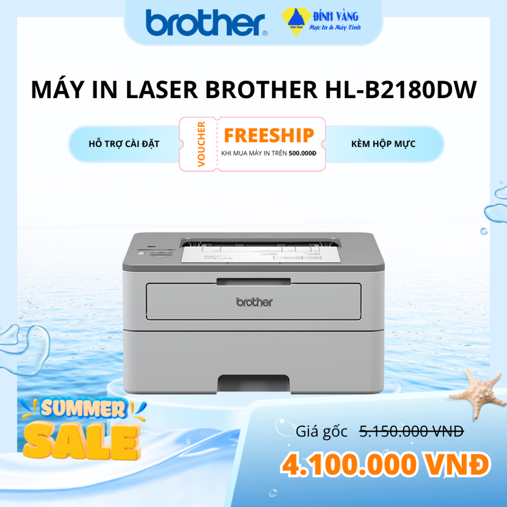Máy In Laser Brother HL-B2180DW (In 2 Mặt,In A4 và A5, 1200 x 1200, USB, LAN, Wifi)