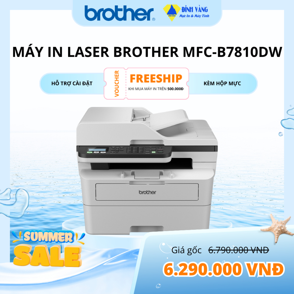 Máy In Laser Brother MFC-B7810DW (In 2 Mặt, Quét, Copy, Fax, USB, LAN, Wifi, ADF)