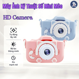Máy Ảnh Kỹ Thuật Số Mini GutyKids Máy Ảnh Mèo Cute Có Thể Sạc Lại Chống Sốc Cao Cấp Cho Bé Từ 6 Tuổi