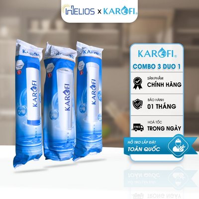 Bộ 3 Lõi Lọc Nước Karofi Smax Duo 1 2 3 - Dùng Cho Máy Lọc Nước RO Có 3 Cốc Lọc 10 Inch