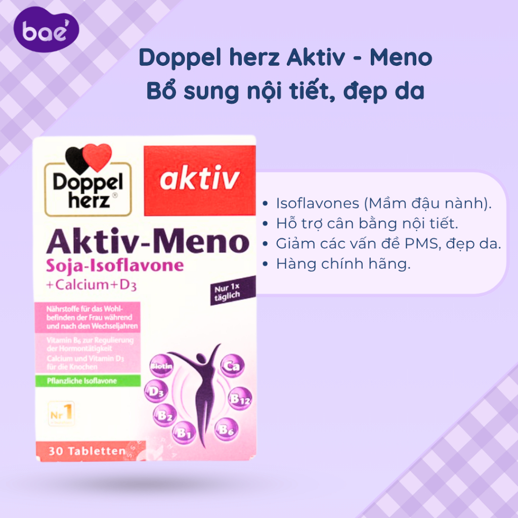 Viên Aktiv Meno Doppelherz mầm đậu nành bổ sung nội tiết tố nữ - Bae Center