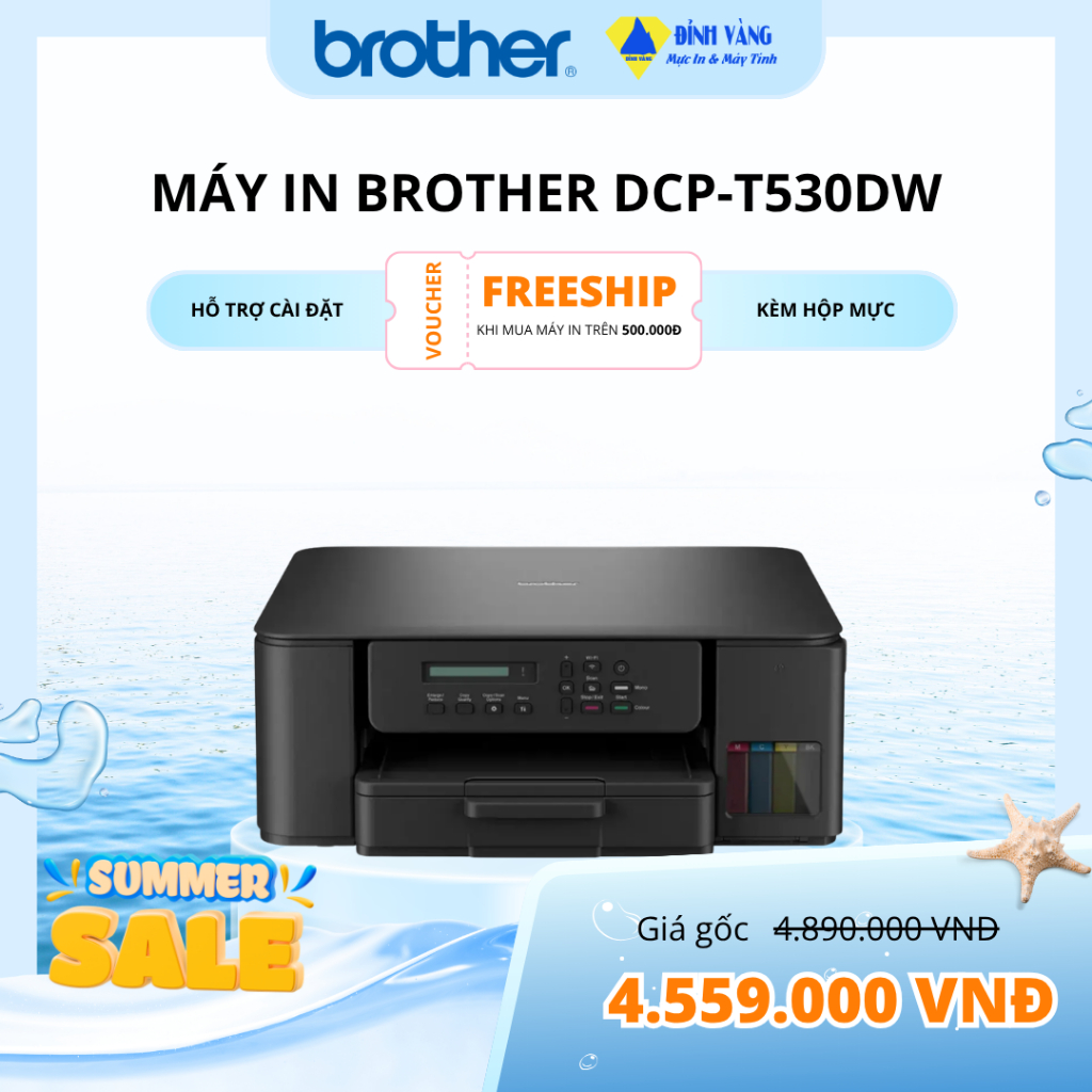 Máy in phun màu Brother DCP-T530DW (In 2 Mặt, Scan, Copy, USB, WIFI)