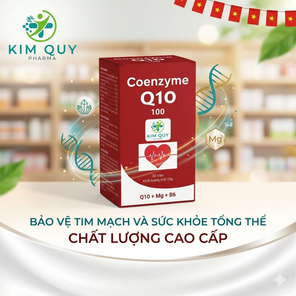 Coenzyme Q10 100mg  - Viên Uống Bổ Tim Giảm Nguy Cơ Nhồi Máu Cơ Tim Bổ Sung Magie B6 Chống Suy Nhược