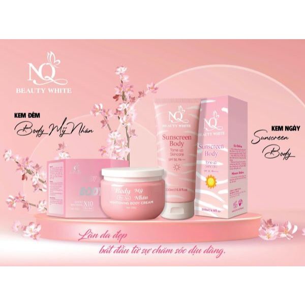 [COMBO KEM TRẮNG DA NGÀY & ĐÊM] NQ Beauty White – Dưỡng Trắng Body, Chống Nắng, Dưỡng Ẩm, Tái Tạo Da