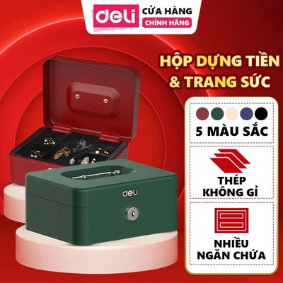 Hộp đựng tiền tiết kiệm DELI Hộp Đựng Trang Sức Nhiều Ngăn Bảo Vệ Tài Sản Cho Nhà Bán Hàng, Văn Phòng