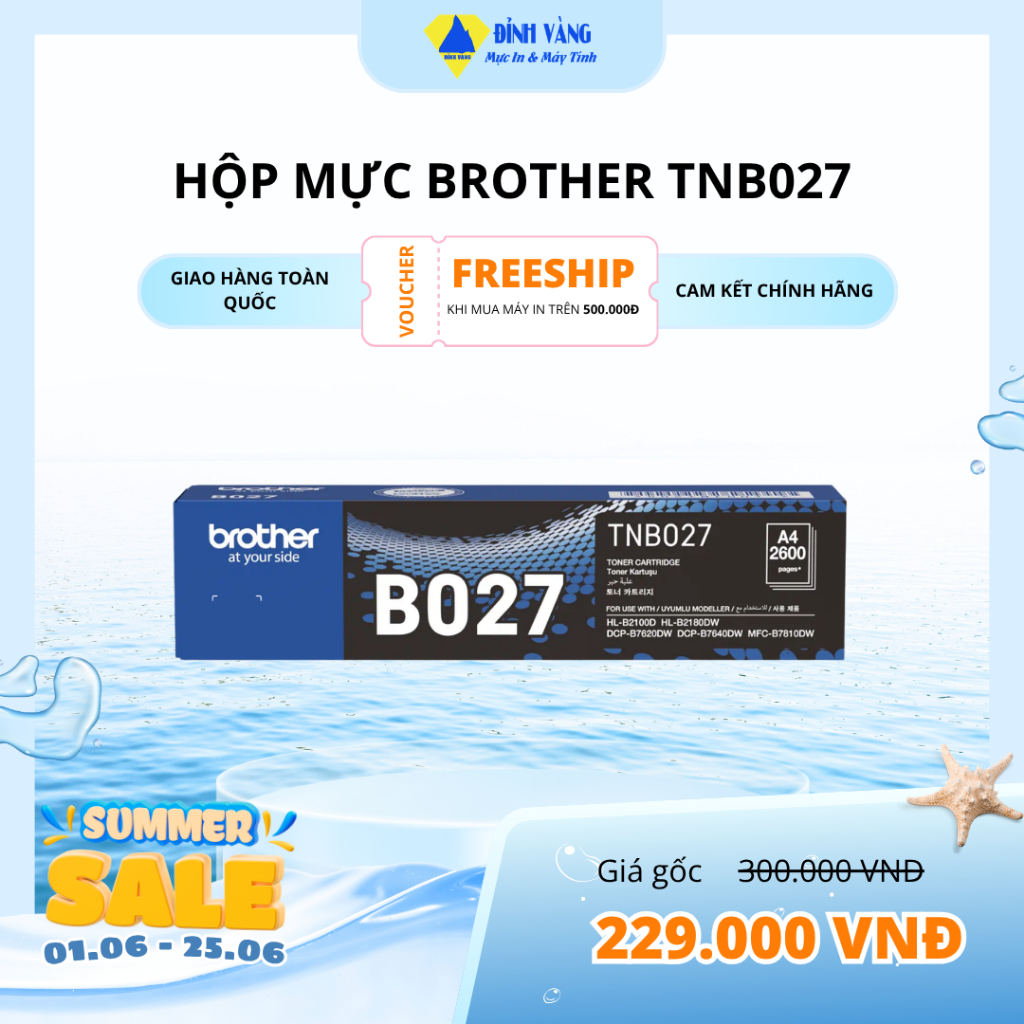 Hộp Mực Brother TNB027 Chính Hãng, Hộp Mực Máy Brother B7640dw, B2100D, B2180dw, B7620dw, B7810dw
