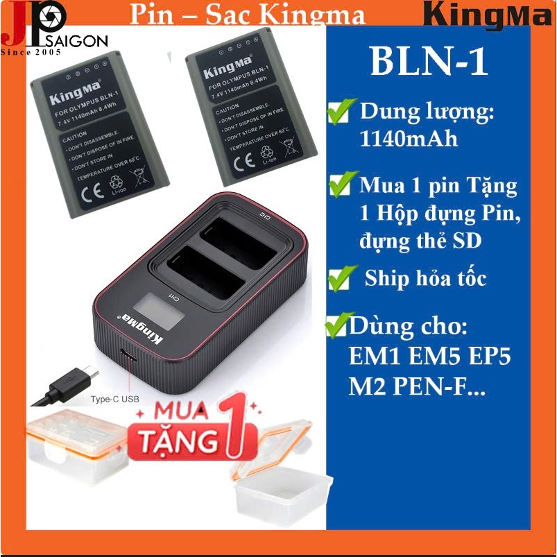 PIN SẠC ĐÔI VER 3 KINGMA FOR OLYMPUS BLN-1